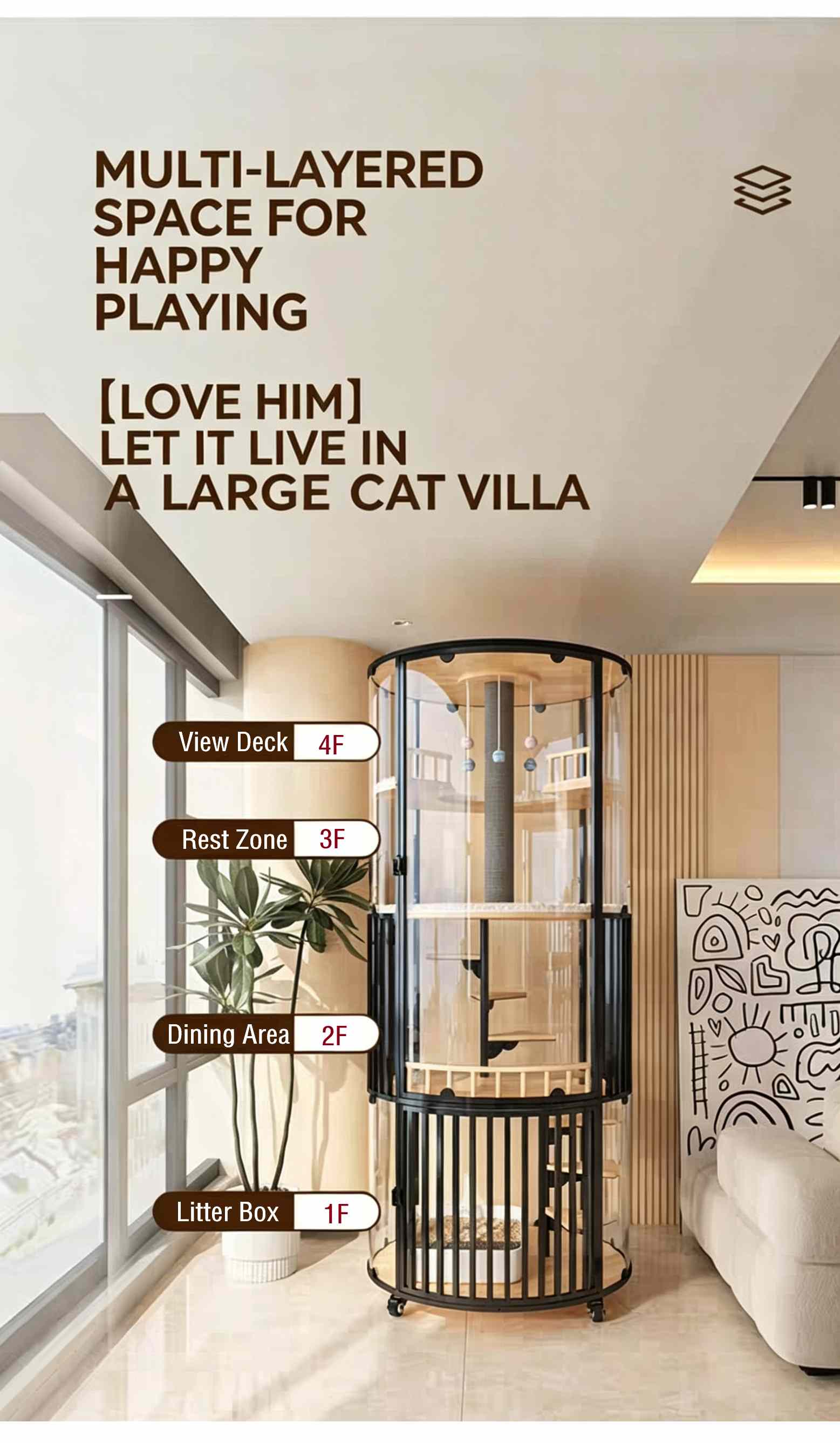 Luxury Movable Cat Villa House